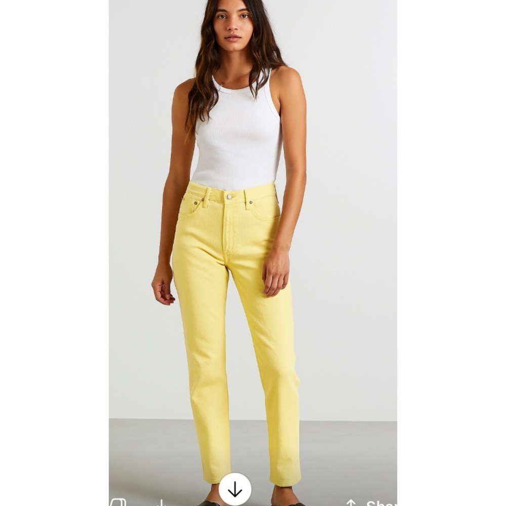 Levi’s Butter Yellow Middy Straight Mid Rise Rigid Western Preppy Jeans 30 x 30